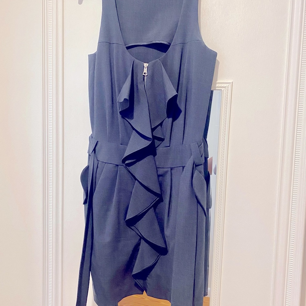 Cynthia Steffe zip ruffle front sleeveless tie front dress